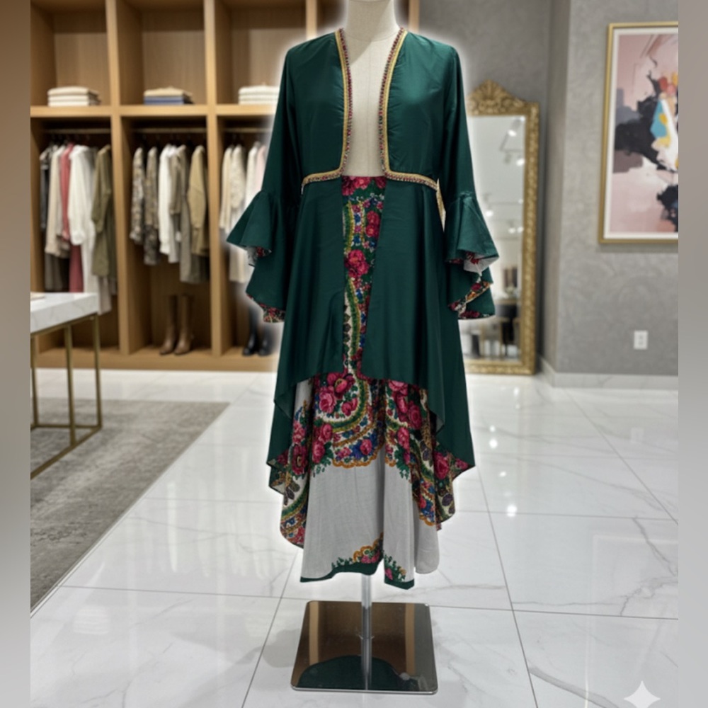 Chic Green Floral Women's Cape